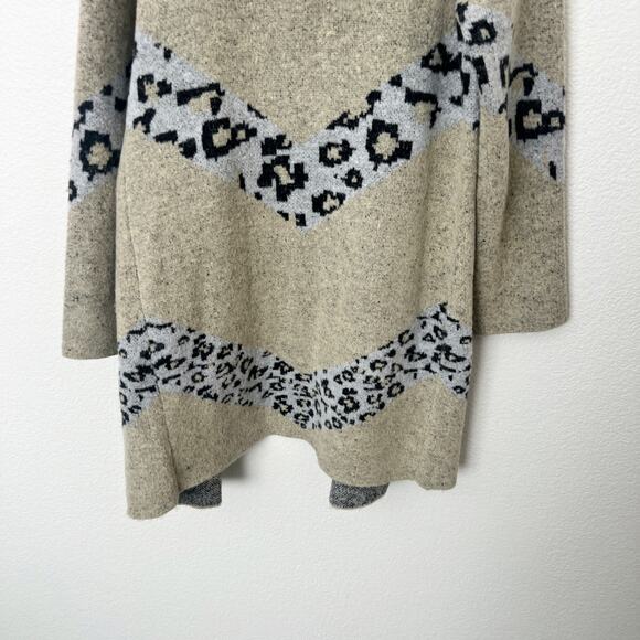 [BCBG Maxsport] Oversized Open Front Chunky Knit Draped Leopard Cardigan Small S - Picture 10 of 12